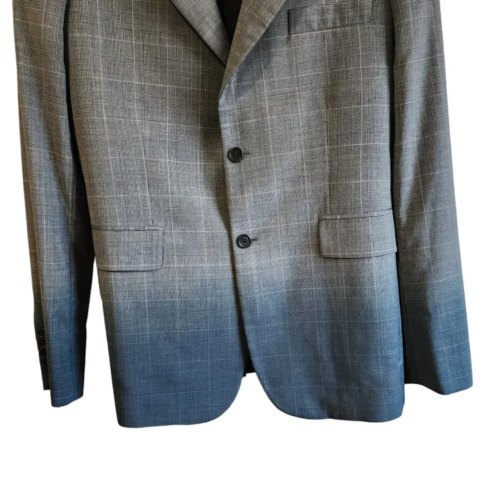 NEW Stella McCartney Bruno Wool Two Button Plaid Blazer Gray Blue Size 50/40R